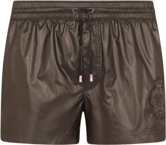 Dolce & Gabbana Zwarte zwemshorts met geborduurd logo - Heren - Strandmode - Zwart - 2XL - Polyester - Badmode