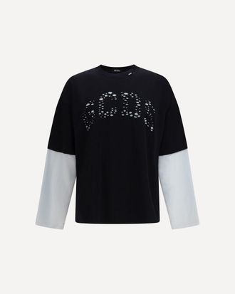 GCDS Over T-Shirt in cotton jersey with perforated logo Male XL