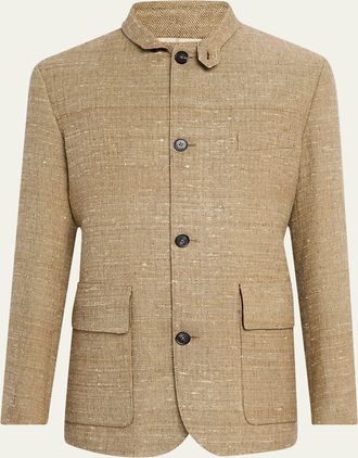 Loro Piana Mens Linen and Silk Roadster Single-Breasted Jacket