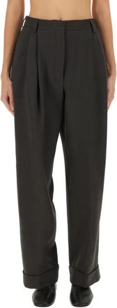 Dries Van Noten Partan Pants - Dames - Wijde Broeken - Grijs - M - Wol - Broeken