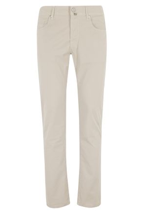 Jacob Cohen Beige Slim Bard Five-Pocket Cotton-Blend Pants