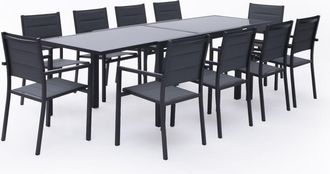 Happy Garden Conjunto de jard&iacute;n de 6 a 10 plazas gris y aluminio antracita