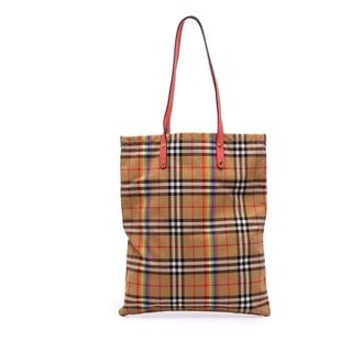 Burberry Pre-owned Tote Bags, female, Brown, Size: ONE SIZE Pre-owned Stylish Plaid Pattern Handbag Everyday Carry Tote Bag Fashion Accessory