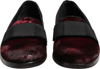 Dolce & Gabbana Red Velvet Men Slip On Loafers Dress Mens Shoes (Pre-Owned)