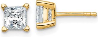 Diamond2Deal 14k Gold 1 1/2 ct Princess Lab Grown Diamond Stud Earrings VS Clarity, D-E Color
