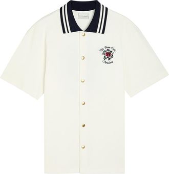 Dr&ocirc;le de Monsieur DR&Ocirc;LE DE Monsieur Chemise Nfpm and Floral-embroidery Piqu&eacute; Cotton Shirt - Off White - XL