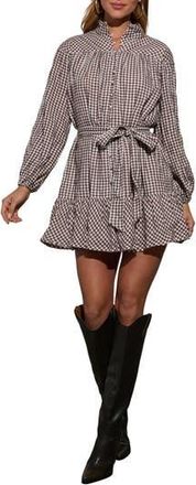 VICI Collection Sweet Autumn Plaid Belted Long Sleeve Mini Shirtdress in Brown/Cream at Nordstrom Rack, Size X-Small