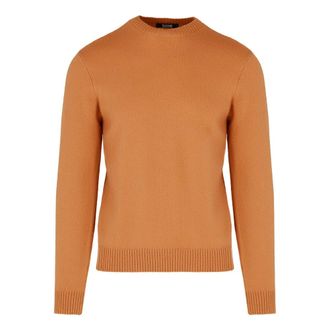 Bomboogie Round-neck Knitwear, male, Orange, Size: 2XL Merino wool crew neck sweater