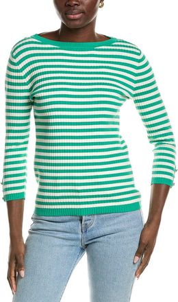Jones New York Rib Boat Neck Stripe Top