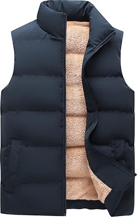 Generic Mens Gilet Thick Fleece Lined Padded Gilets Sleeveless Jacket Body Warmer Quilted Puffer Vests Tactical Vest Fashion Winter Lightweight Windproof Oute
