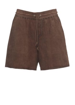 P.A.R.O.S.H. Brown Marfa Drawstring Suede Shorts