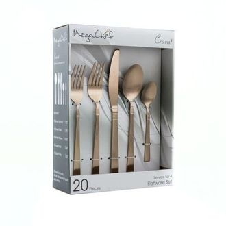 MegaChef Cravat 20 Piece Flatware Utensil Set, Stainless Steel Silverware Metal Service for 4 in Matte Rose at Nordstrom