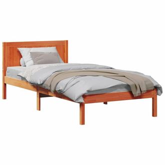 Berkfield Home Modern Wax Brown Bed Frame Wax brown Solid Pine wood Single Durable