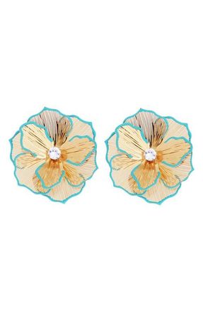Panacea Cubic Zirconia Flower Earrings in Turquoise at Nordstrom