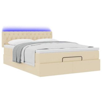 vidaXL Vidaxl - Cama Otomana Con Colch&oacute;n Y Luces Led Tela Crema 140x200 Cm
