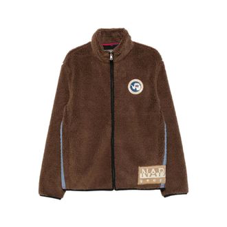 Napapijri Jassen, Heren, Bruin, XL, Zip Fleece Sweatshirt