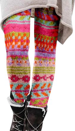 Generic Christmas Leggings for Women Funny Xmas Patterned Thermal Ribbed Leggings Tummy Control Butt Lifting Festive Tights Workout Running Fitness Compressio