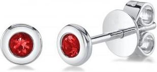 Allurez Round Ruby Bezel Stud Earrings 14K White Gold (0.10ct)