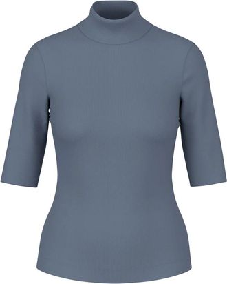 Marc Cain Ribbed Turtleneck Top - Dames - Coltruien - Blauw - 2XL - Katoen - Truien & Vesten