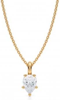 Allurez Pear Lab Diamond Prong Pendant Necklace 14K Yellow Gold (0.75ct)
