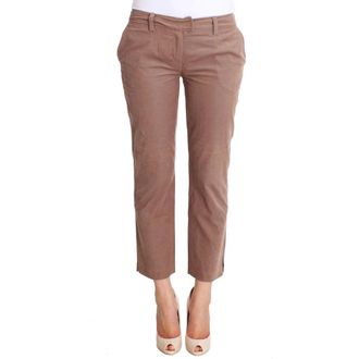 Costume National Stijlvolle Bruine Cropped Corduroy Broek - Dames - Vrijetijds broeken - Bruin - W30 - Katoen - Broeken