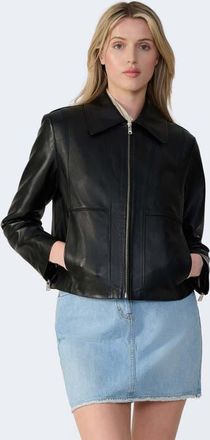 FURNIQ Daisy Leather Jacket in Black at Nordstrom, Size Xx-Large