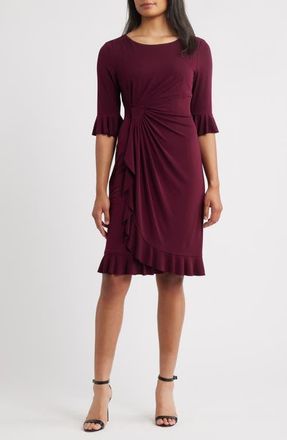 Connected Ruffle Pleat Dress in Bordeaux at Nordstrom, Size 16