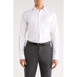 Jack Victor Dream White Cotton Stretch Twill Dress Shirt at Nordstrom, Size 15.5
