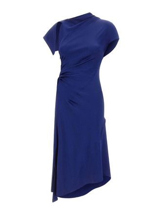 Victoria Beckham Asymmetric Bright Indigo Crepe Back Sat