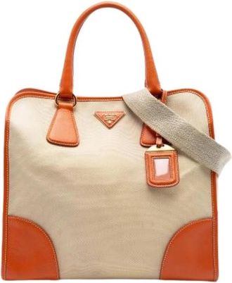 Prada Pre-owned Satchel - Dames - Vintage Shopper - Beige - ONE Size - Leer - Vintage