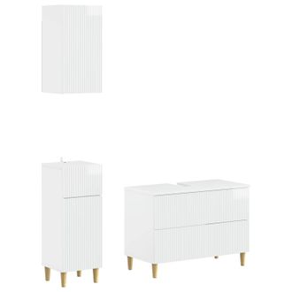 vidaXL Juego De Armarios De Ba&ntilde;o De 3 Piezas Arnhem Blanco Brillante Vidaxl