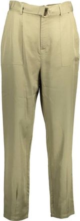 Kocca Groene broek met elastische taille - Dames - Slim Fit Broeken - Groen - L - Broeken
