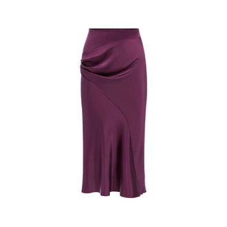 Nina Ricci Asymmetrische gedrapeerde midirok - Dames - Rokken - Paars - Maat: M Zijde