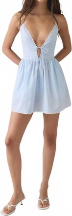 LoveShackFancy Khloe Halter Neck Mini Dress In Morning Coast