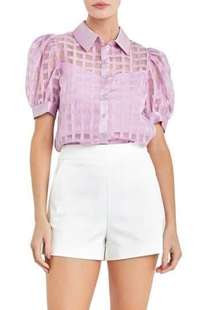 English Factory Puff Sleeve Organza Top in Lilac at Nordstrom Rack, Size X-Small