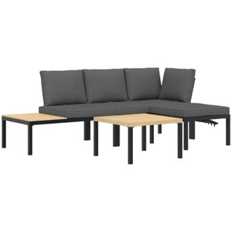 vidaXL Vidaxl - Set De Sof&aacute;s De Jard&iacute;n Con Cojines 4 Piezas Aluminio Negro