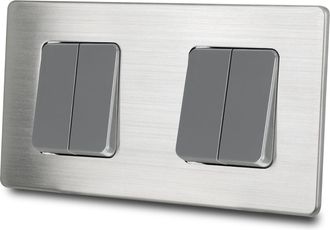 OEM Interruptor De Luz Para Escaleras Cu&aacute;druple Gris, Acero Cepillado