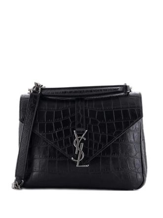 Saint Laurent Classic Monogram College Bag Crocodile Embossed Leather Medium satchel - Zwart