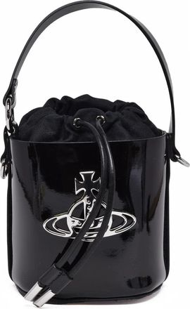 Vivienne Westwood Black Leather Drawstring Shoulder Bag