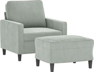 vidaXL Sill&oacute;n Con Taburete Terciopelo Gris Claro 60 Cm Vidaxl