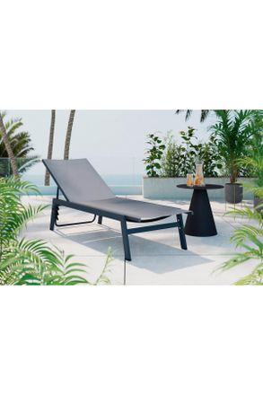 ambia GARDEN Gartenliege, Anthrazit, Metall, Textil, 59x95x160 cm, UV-best&auml;ndig, regenabweisend, R&uuml;ckenlehne verstellbar, Gartenm&ouml;bel, Gartenliegen, Sonnenliegen