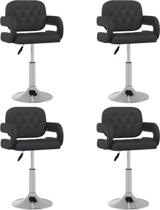 vidaXL Vidaxl - Sillas De Comedor Giratorias 4 Unidades Cuero Sint&eacute;tico Negro