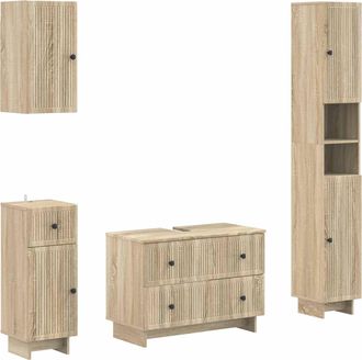 vidaXL Juego De Armarios De Ba&ntilde;o De 4 Piezas Ede Roble Sonoma Vidaxl