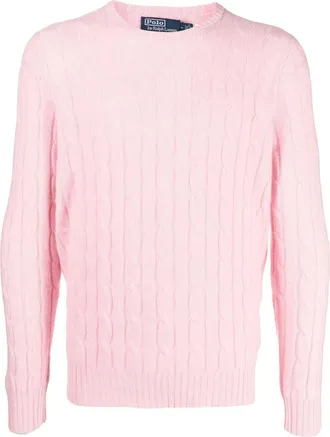 Polo Ralph Lauren long-sleeved cable-knit jumper - men - Cashmere - M - Pink