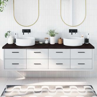 vidaXL Encimera De Ba&ntilde;o Madera Tratada Marr&oacute;n Oscuro 200x60x(2-4) Cm Vidaxl
