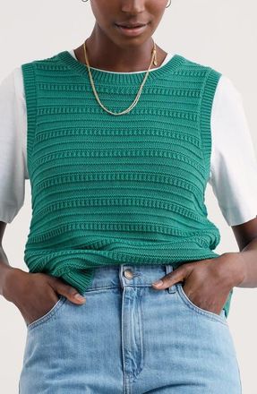 Seasalt Cornwall Tepel Organic Cotton Sweater Vest in Knit Melange Tidal at Nordstrom, Size 14 Us