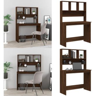 vidaXL Scrivania Mensole Rovere Marrone 102x45x148cm Legno Multistrato - Scrivania da ufficio - Mensole