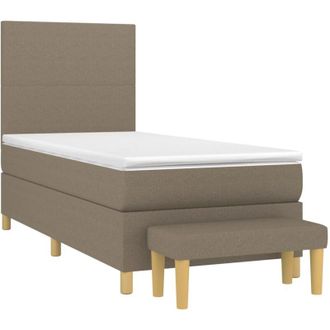 vidaXL Vidaxl - Cama Box Spring Con Colch&oacute;n Tela Gris Taupe 80x200 Cm