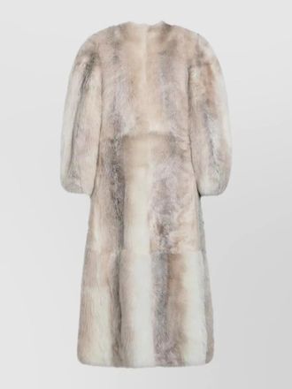 Fendi full sleeve fur texture maxi jacket
