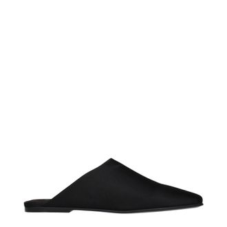 Loro Piana Alba Mujers Pantuflas Y Zuecos De Sat&eacute;n Negro